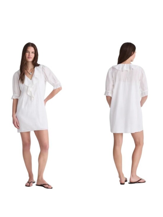 Madewell Dresses & Skirts - NWT Madewell Blaire Mini Dress White Cotton Voile Lined Short Sleeve Size L